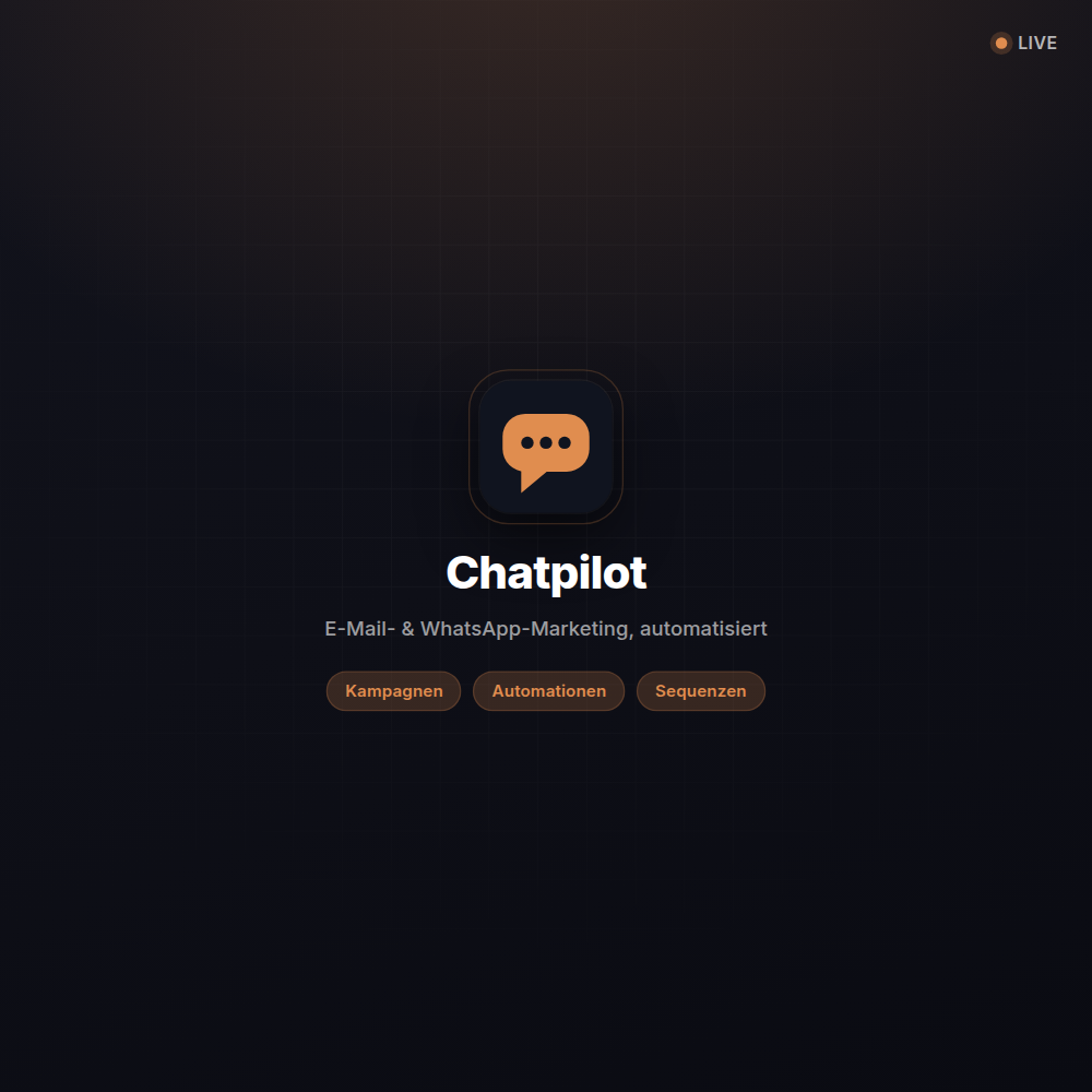 Chatpilot Logo, E-Mail- und WhatsApp-Marketing mit Kampagnen und Automationen